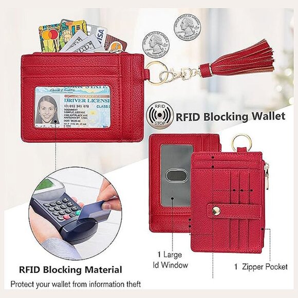 Small Wristlet Wallets for Women crimson - Picture 2 of 6